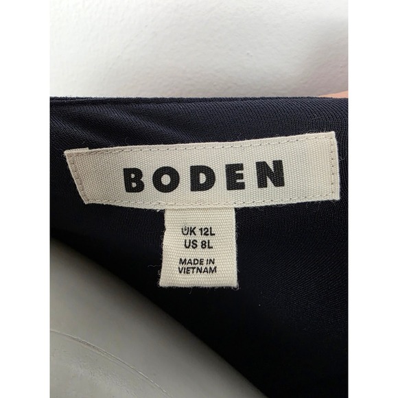 Boden Paloma Jersey Maxi Dress Navy Blue V Neck Smocked Waist Sleeveless Size 8L - Picture 6 of 7